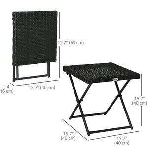 Table basse de jardin pliante en rotin synthétique, noire