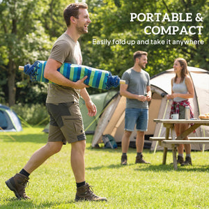 Hammock Chair Swing Hanging Macrame Chair w/ Two Soft Seat Cushions, Blue and Green