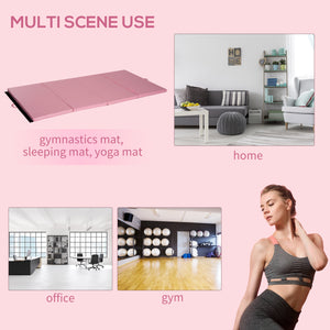 Tapis de gymnastique pliable 1,22 m x 2,42 m x 5 cm avec poignées de transport, rose