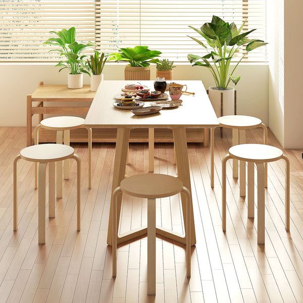 Round Stackable Chairs Set of 6, 18-Inch Backless Stacking Stools for Kitchen, Dining Room, Office, Outdoors