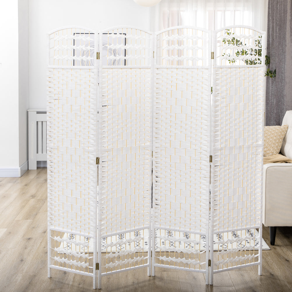 Cloison de séparation pliable à 4 panneaux en fibre ondulée, blanc