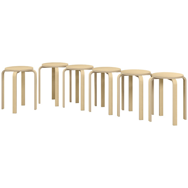 Round Stackable Chairs Set of 6, 18-Inch Backless Stacking Stools for Kitchen, Dining Room, Office, Outdoors