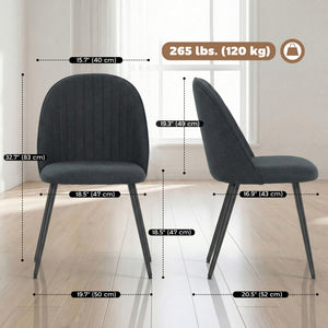 Set of 4 Modern Velvet Dining Chairs with Legs, Dark Grey