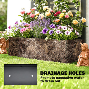 Jardinière surélevée galvanisée avec treillis, bac à fleurs en métal de 180 cm de haut avec écran d'intimité et trous de drainage