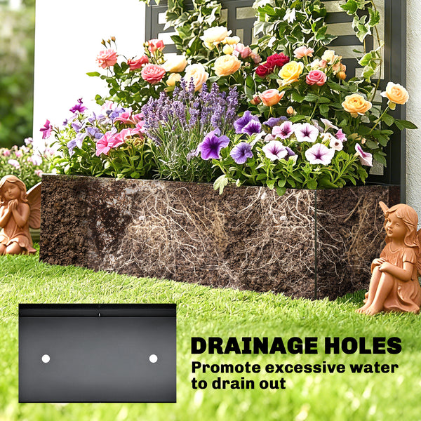 Jardinière surélevée galvanisée avec treillis, bac à fleurs en métal de 180 cm de haut avec écran d'intimité et trous de drainage