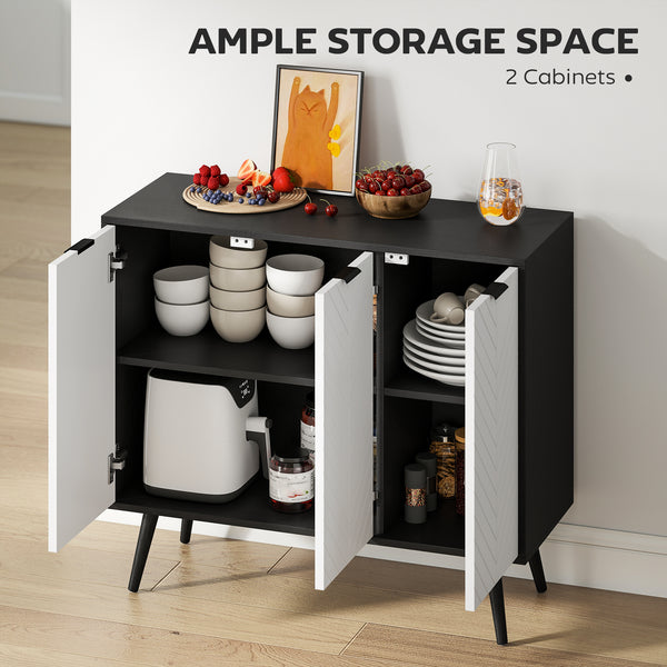 Buffet moderne avec étagères réglables et 3 portes, noir