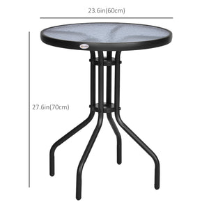 Table de patio ronde avec plateau en verre trempé