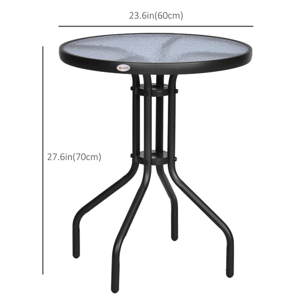 Table de patio ronde avec plateau en verre trempé