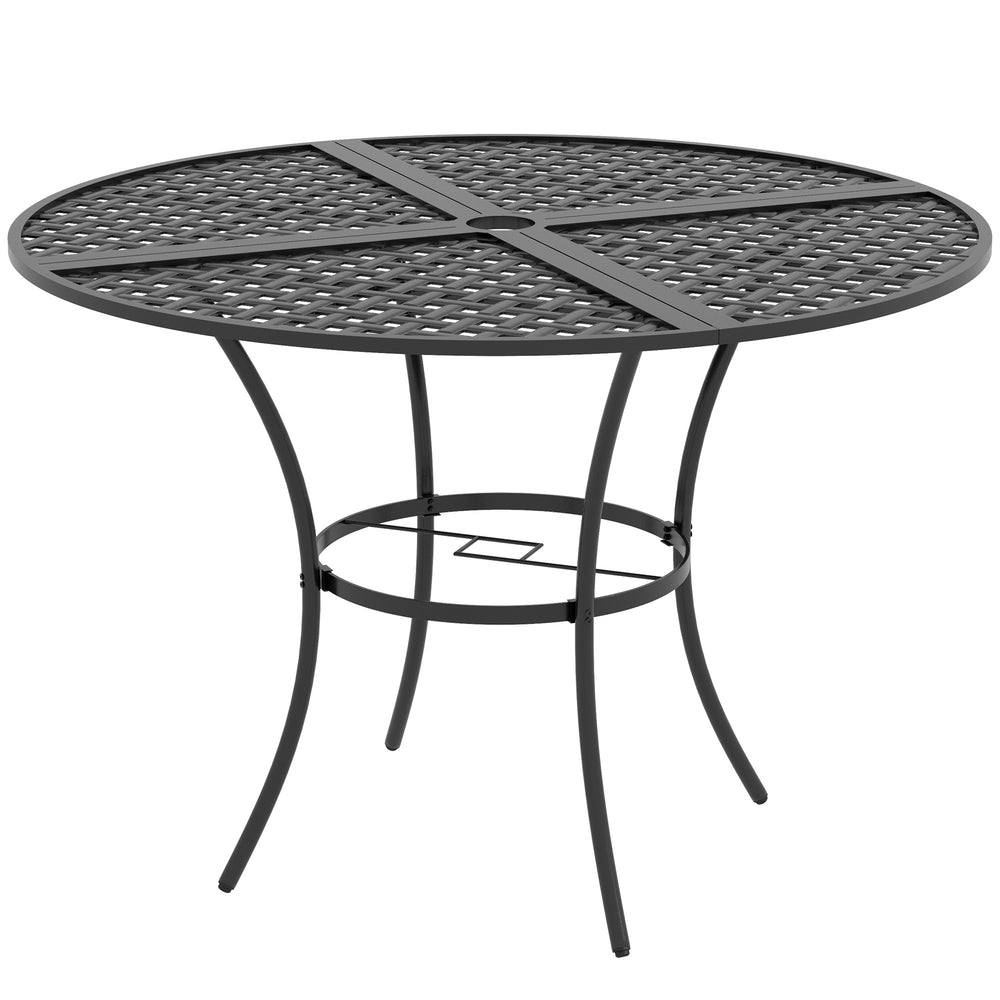 Table de salle à manger ronde d'extérieur avec trou pour parasol