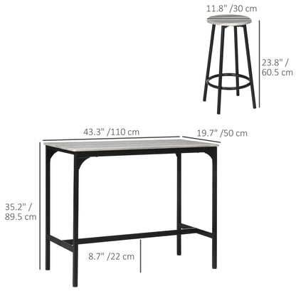 HOMCOM 5 Piece Counter Height Bar Table and Chair Set, Dining Table and Chairs for 4, Pub Table and Chairs