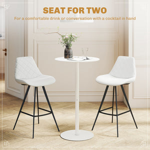 Modern round bar table with steel frame, white