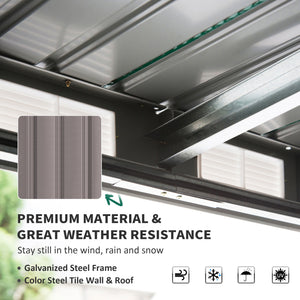Abri de jardin en métal avec kit de fondation, ventilation et portes, gris clair