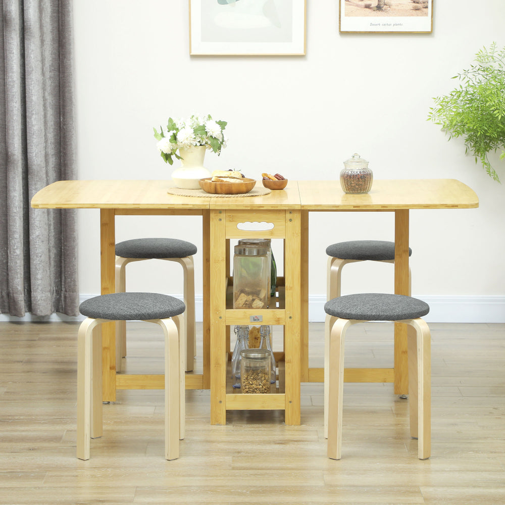 Set of 4 stackable wooden stools, grey