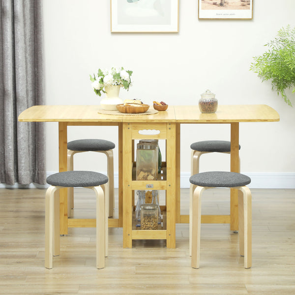 Set of 4 stackable wooden stools, grey