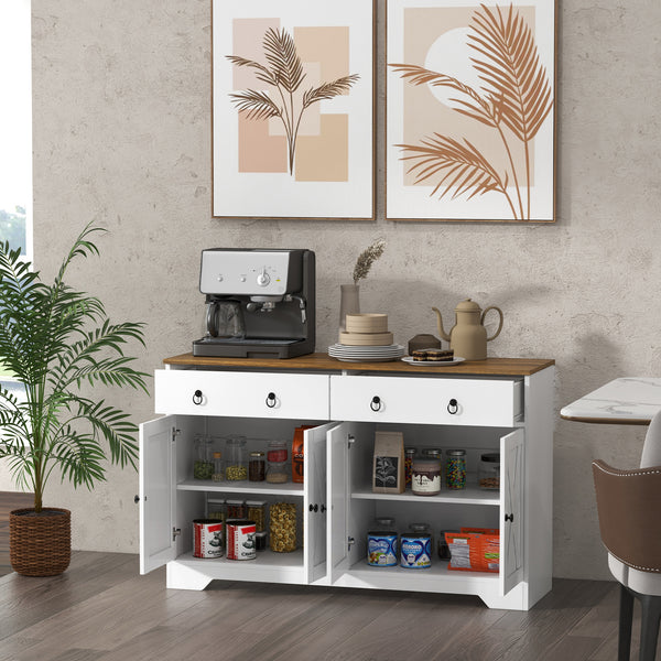 Sideboard with 2 drawers, 4 sliding doors and 2 adjustable shelves, white.