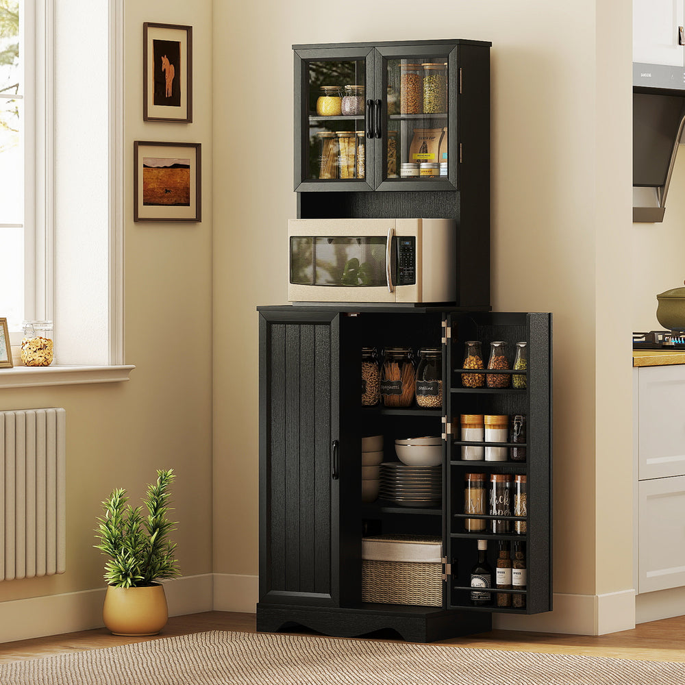 Meuble de rangement avec 8 étagères, noir
