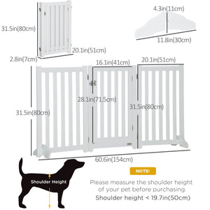 Barrière pour chien pliable avec porte et 3 panneaux, blanche