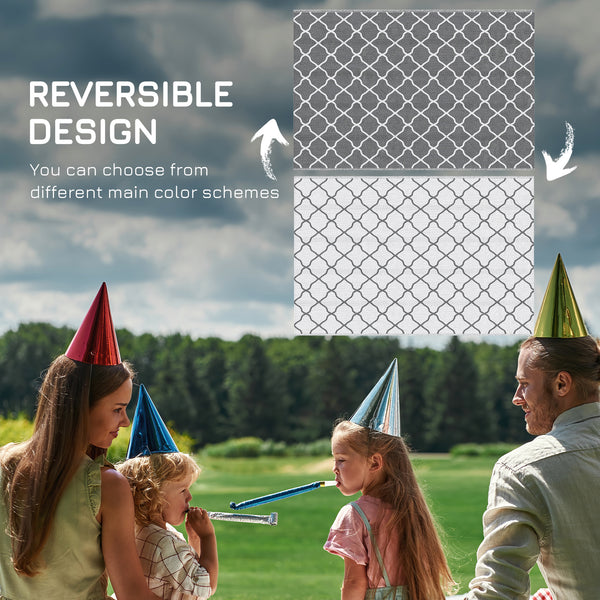 Tapis d'extérieur imperméable, gris et blanc