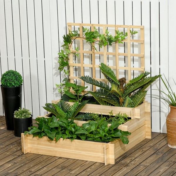 Jardinière surélevée en bois avec treillis
