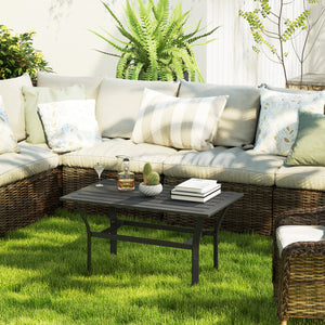 Outdoor slatted-top side table, black
