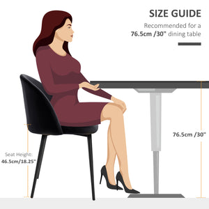 Set of 2 mid-back chairs with black velvet upholstery