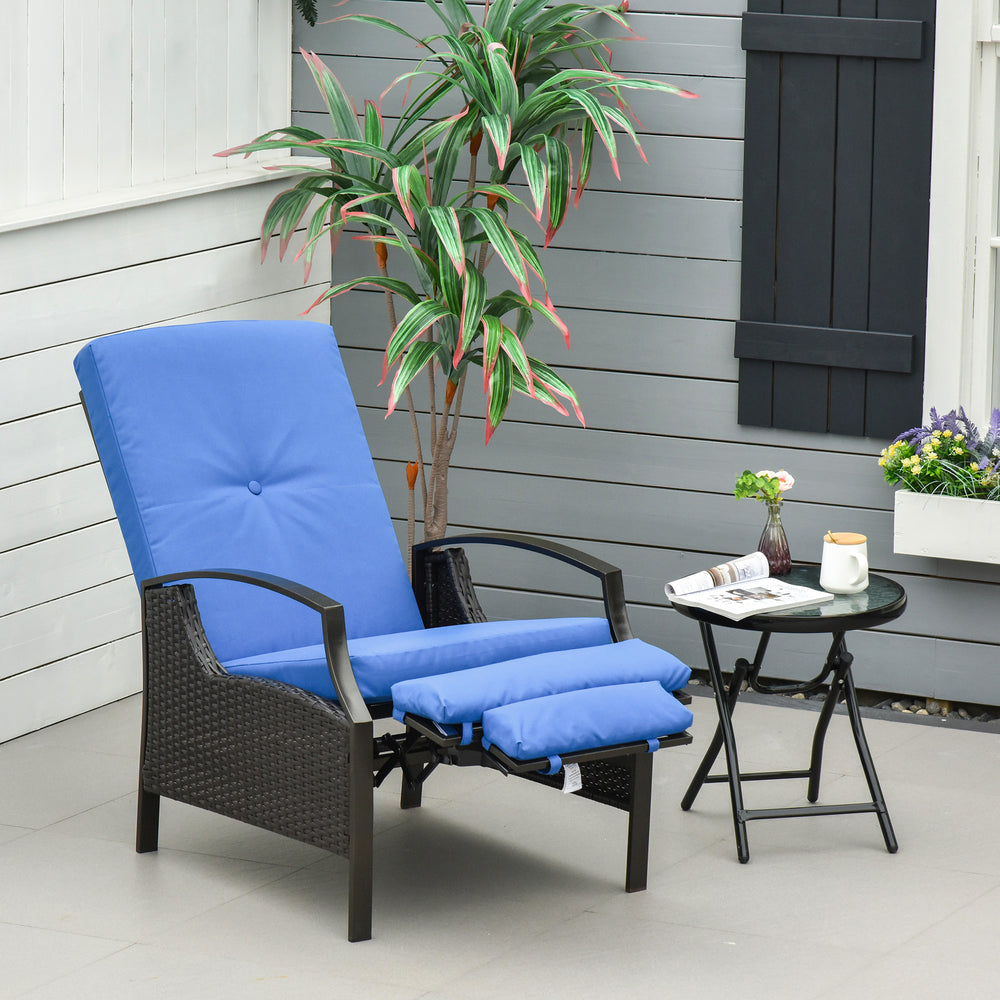 Fauteuil inclinable en rotin, bleu
