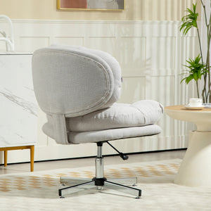 Chaise de bureau sans accoudoirs avec assise large et rembourrée et hauteur réglable, blanc crème