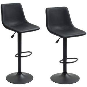 Set of 2 vintage grey retro leather bar stools