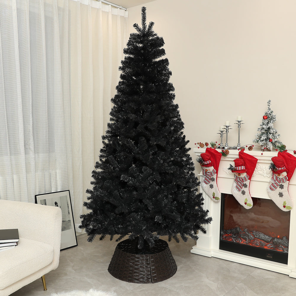 Sapins de Noël artificiels noir de 7,5 pieds avec ouverture automatique