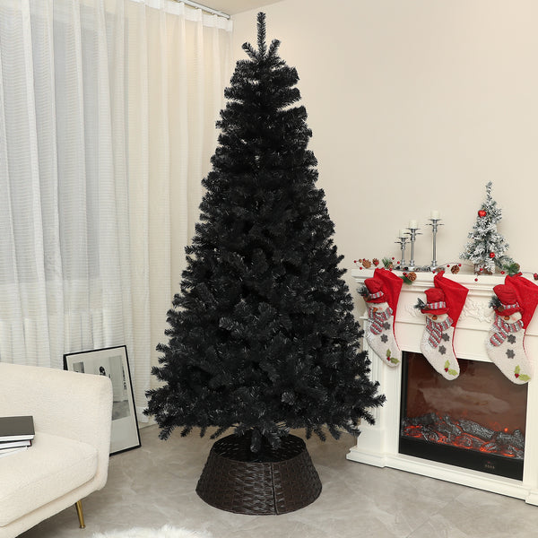 Sapins de Noël artificiels noir de 7,5 pieds avec ouverture automatique