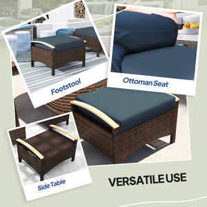 2-piece wicker garden set with removable cushion, blue