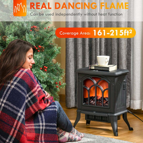 Cheminée électrique autonome avec flamme réaliste 750 W/1 500 W, noir