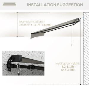 Store banne rétractable de 13 x 9,8 pieds, gris clair