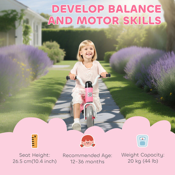 Vélo d'équilibre pour tout-petits de 12 à 36 mois rose