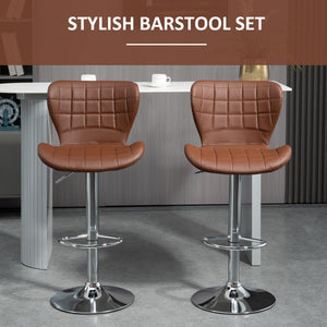 Lot de 2 tabourets de bar pivotants à hauteur réglable avec repose-pieds, marron