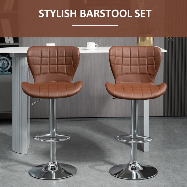 Lot de 2 tabourets de bar pivotants à hauteur réglable avec repose-pieds, marron