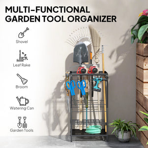 Tour de rangement pour outils de jardin à 3 niveaux, noir
