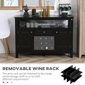 Sideboard Buffet Cabinet, 46" Kitchen Storage Cabinet with Wine Rack and Drawer, Coffee Bar Station, Black