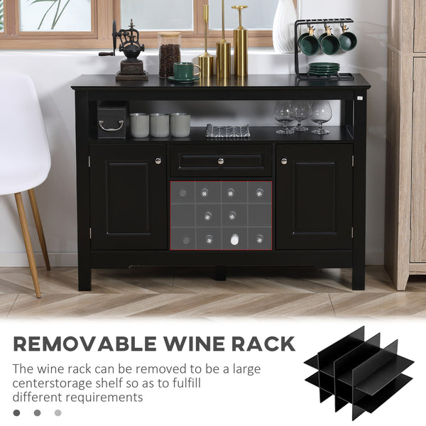 Sideboard Buffet Cabinet, 46" Kitchen Storage Cabinet with Wine Rack and Drawer, Coffee Bar Station, Black