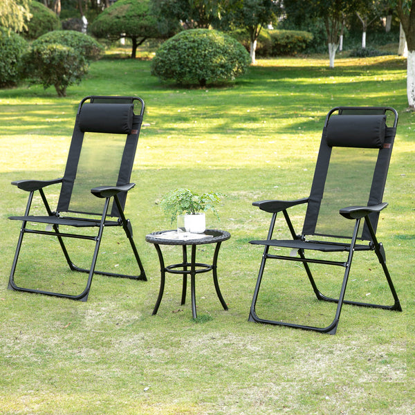 Ensemble de 4 chaises de camping, noir