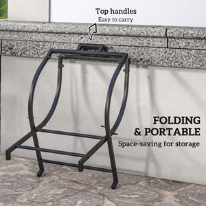 Support à bûche pliable de 43 cm noir