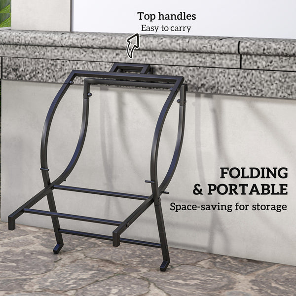 Support à bûche pliable de 43 cm noir