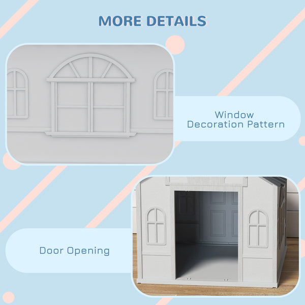 Outdoor plastic kennel with vents, grey