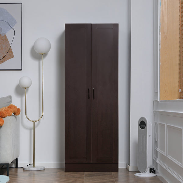 Meuble de rangement avec 2 portes à fermeture douce et 4 étagères, noyer foncé