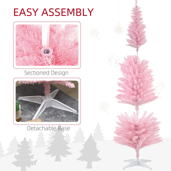 Sapin de Noël artificiel pré-éclairé de 6 pieds rose