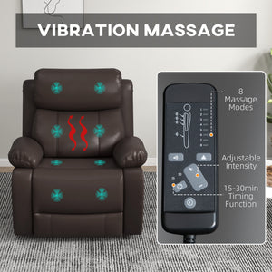 Fauteuil inclinable en similicuir avec massage par vibrations, marron