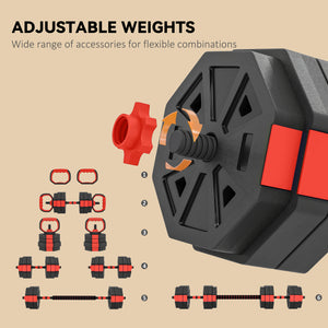 Ensemble d’haltères ajustables 6 en 1 de 55 lb avec barre, kettlebell et supports à pompes