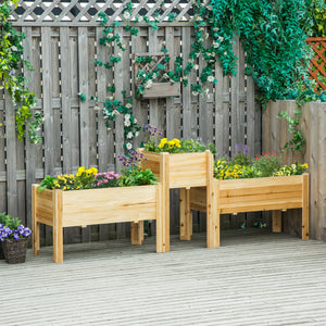 Ensemble de 3 jardinières surélevées en bois autoportantes
