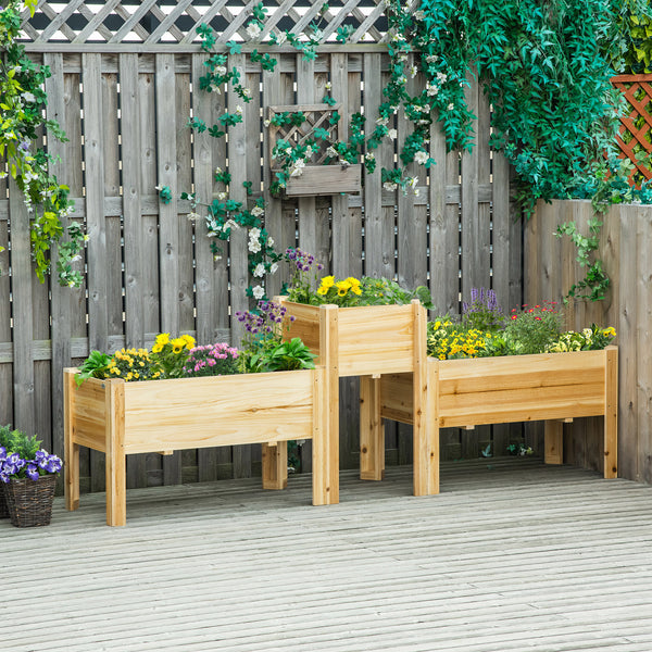 Ensemble de 3 jardinières surélevées en bois autoportantes