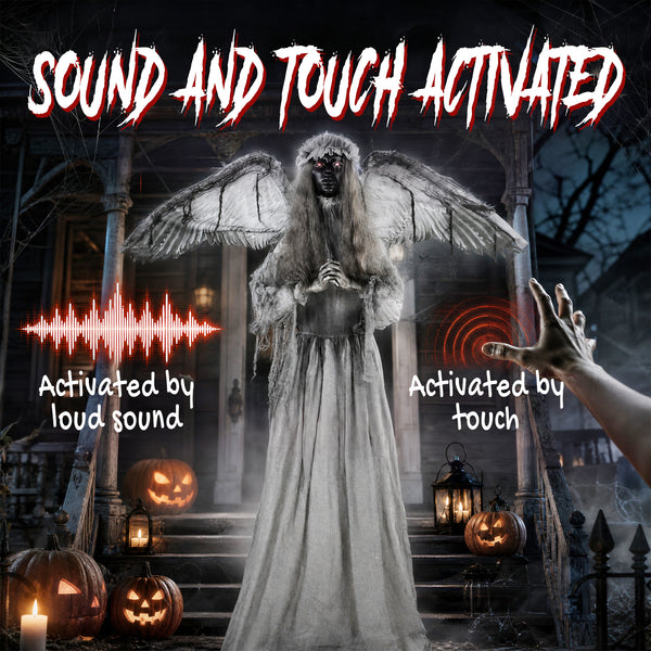 Halloween Animated Standing Crying Angel Decoration with Sound and Touch Activation